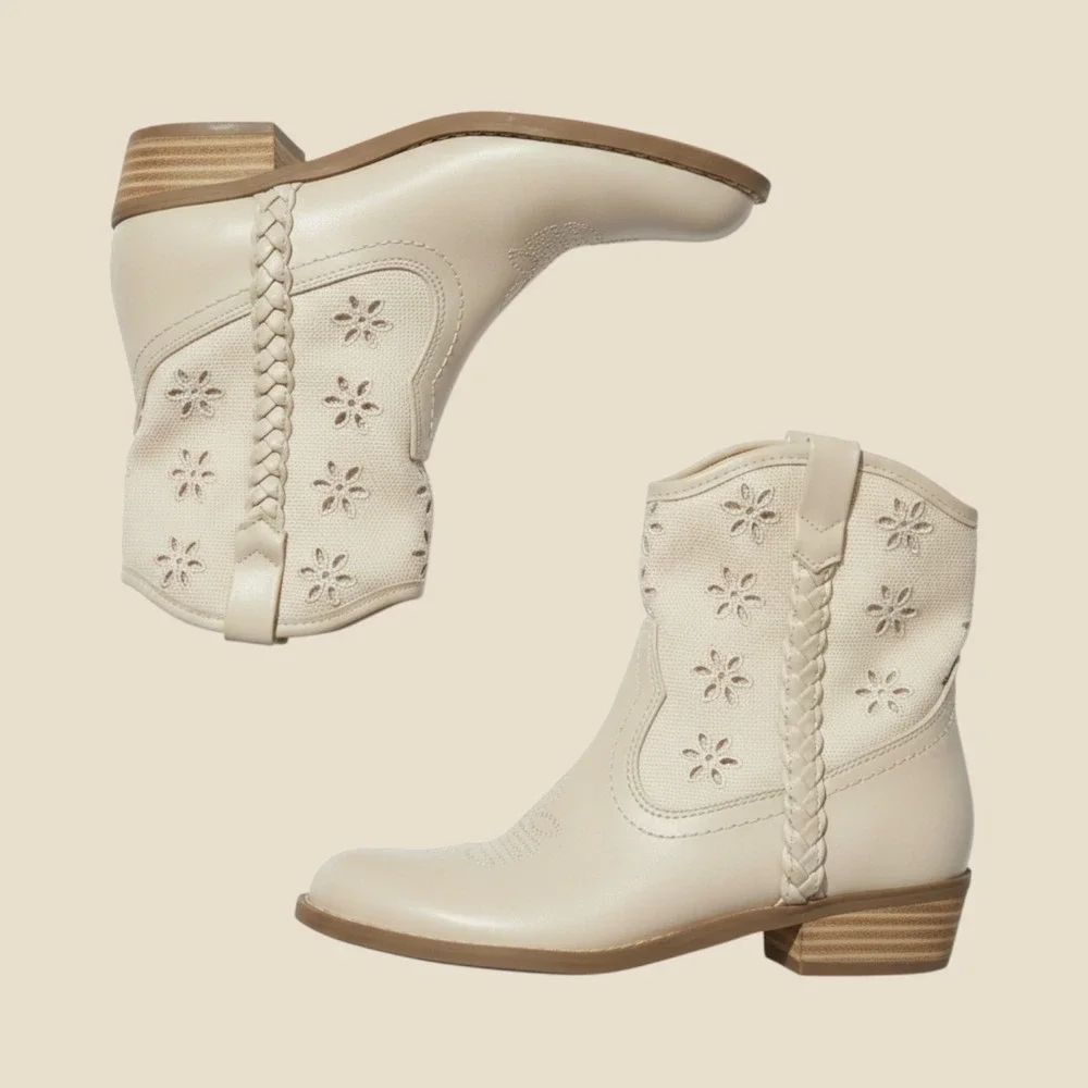 Dolce Vita Lucia Faux Leather Embroidered Cowboy Boots Western Ankle Booties 13c